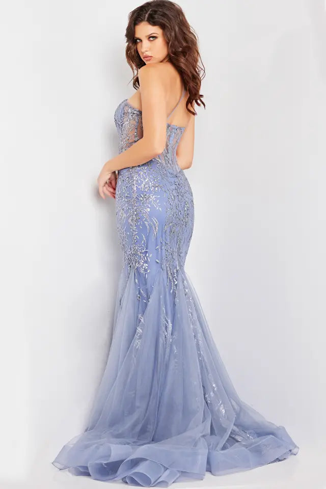 Jovani -26112 Glittery Sheer Corset Prom Dress
