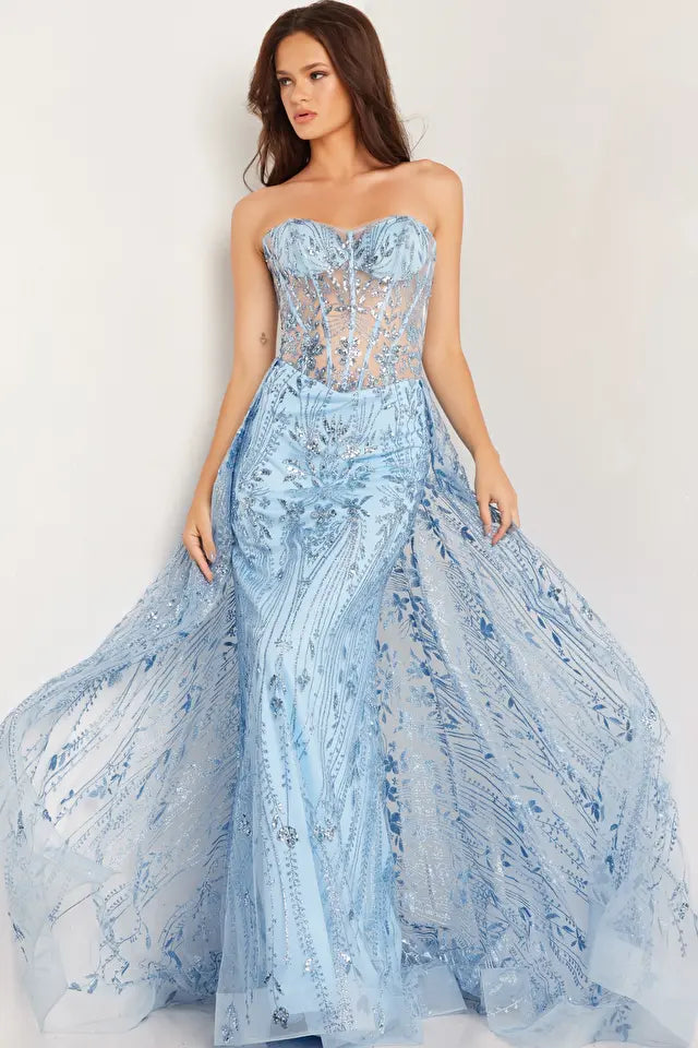 Jovani -26113 Strapless Illusion Corset Prom Gown