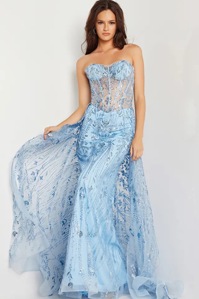 Jovani -26113 Strapless Illusion Corset Prom Gown