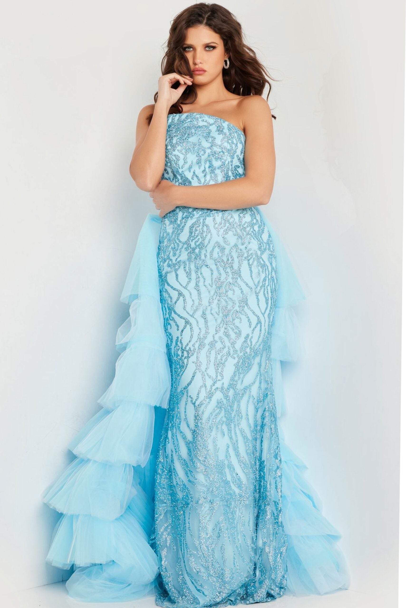 Jovani -26119 Strapless Embellished Tulle Prom Dress