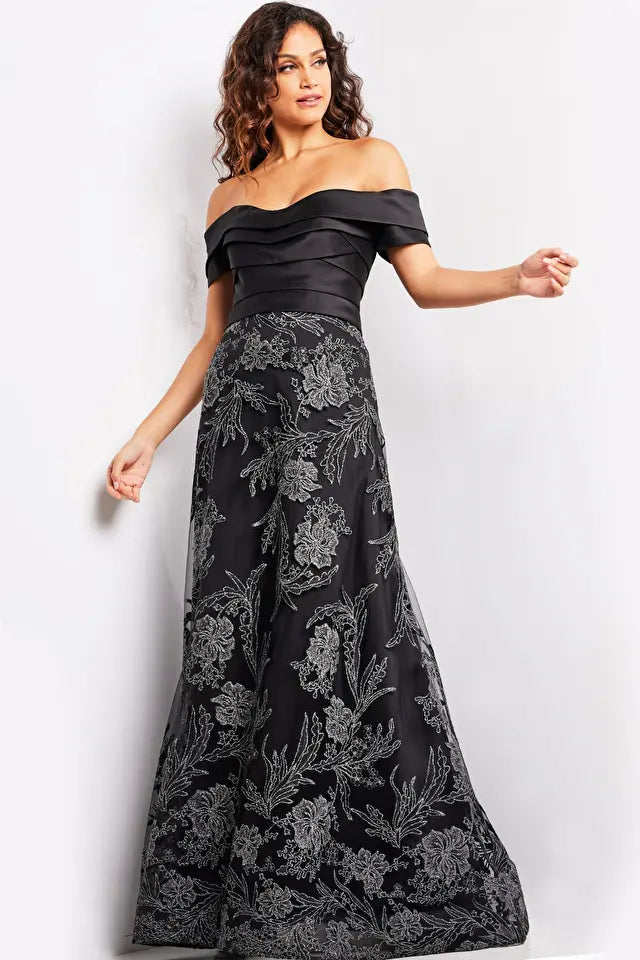 Jovani -26186 Pleated Sweetheart Off-Shoulder Evening Gown