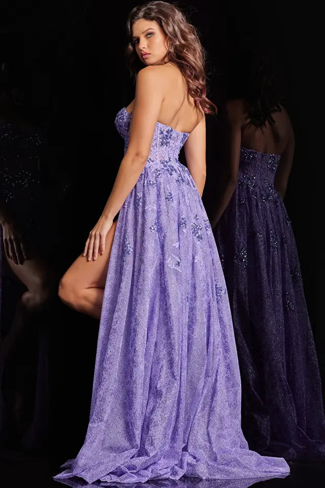 Jovani -26232 Embellished Corset High Slit Prom Dress