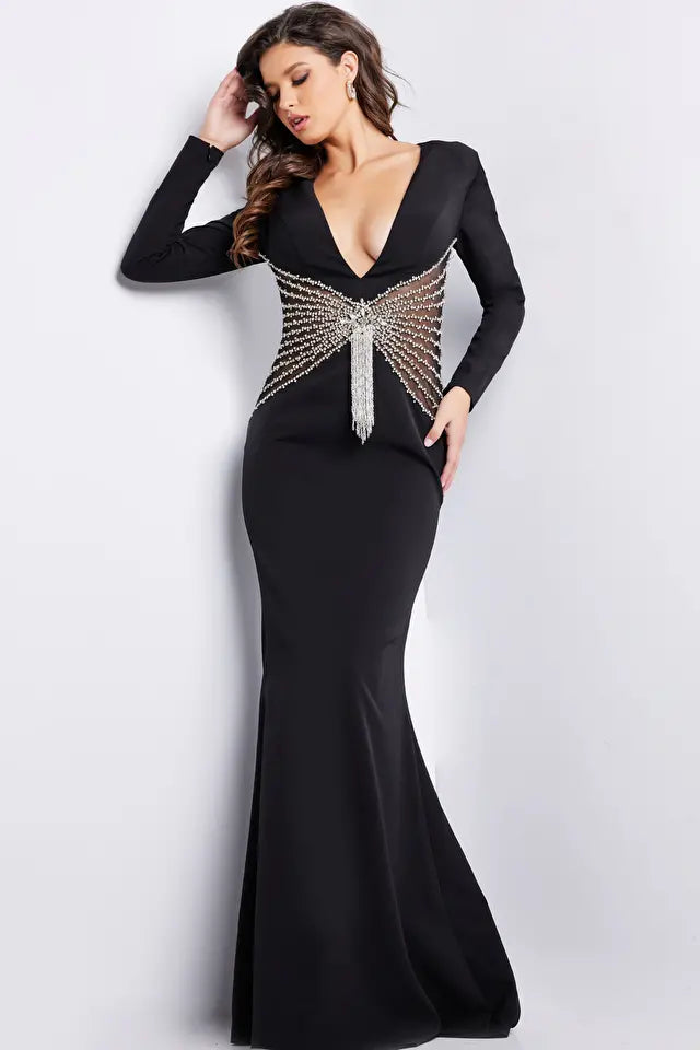 Jovani -26317 Beaded Waist Evening Mermaid Dress