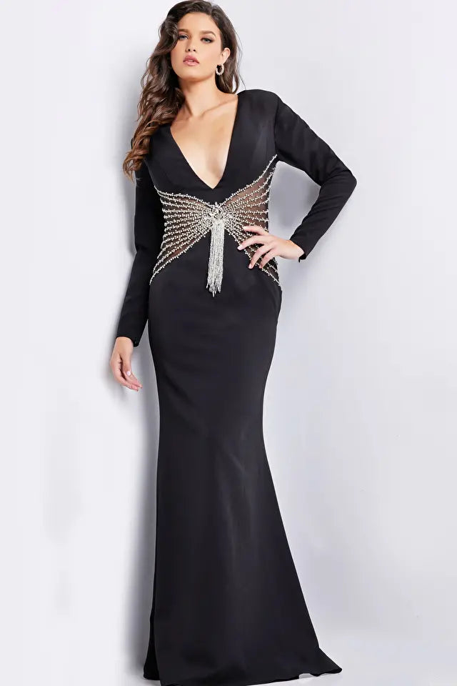 Jovani -26317 Beaded Waist Evening Mermaid Dress
