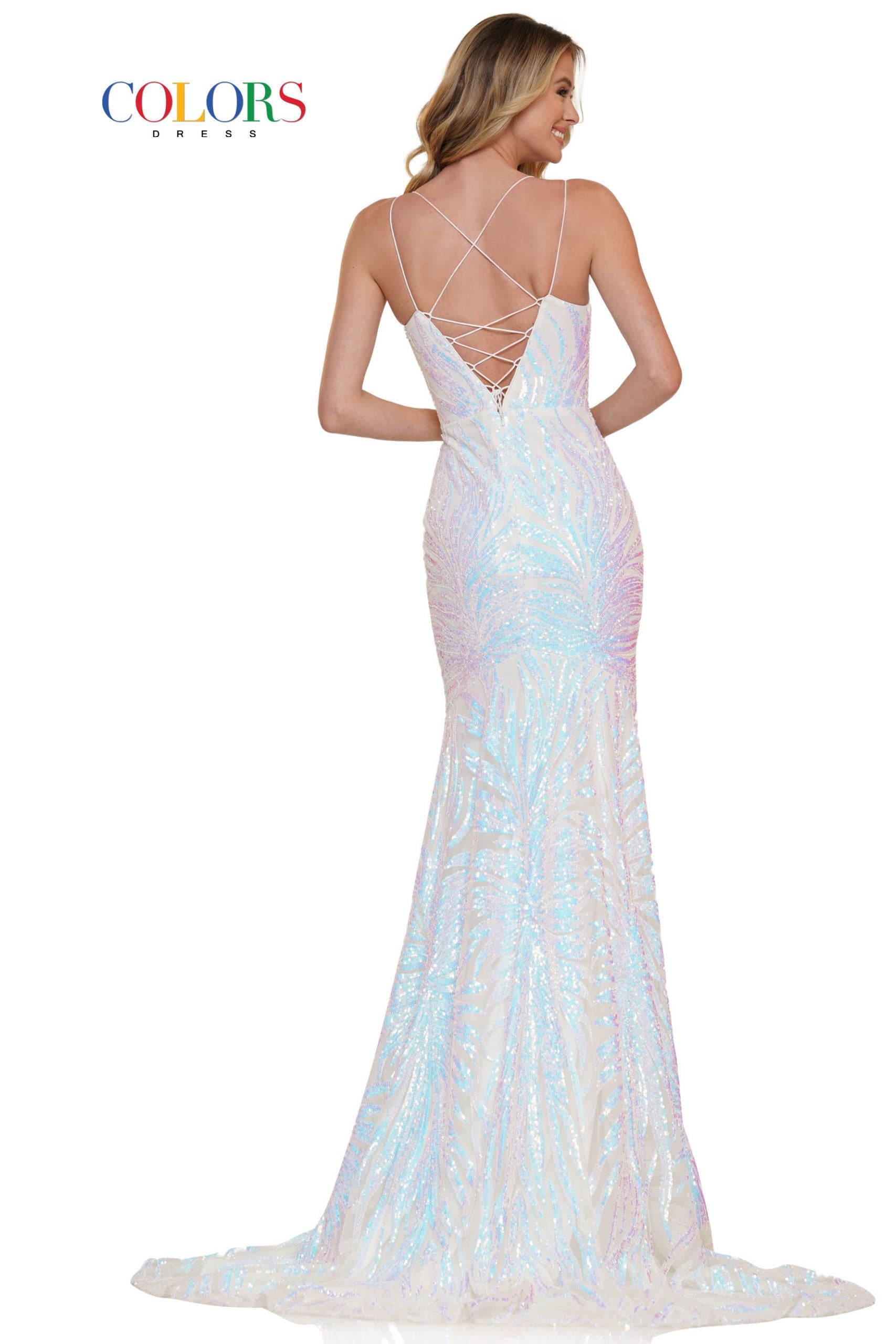 Colors Dress -2743 Sequin Straight Across Trumpet Dress