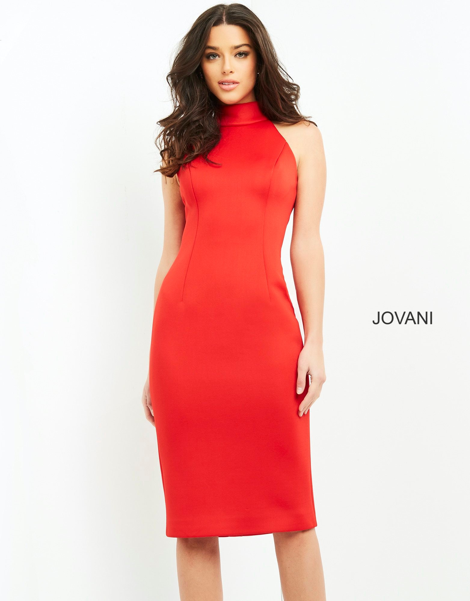 Jovani -2890 Halter Fitted Knee Length Dress