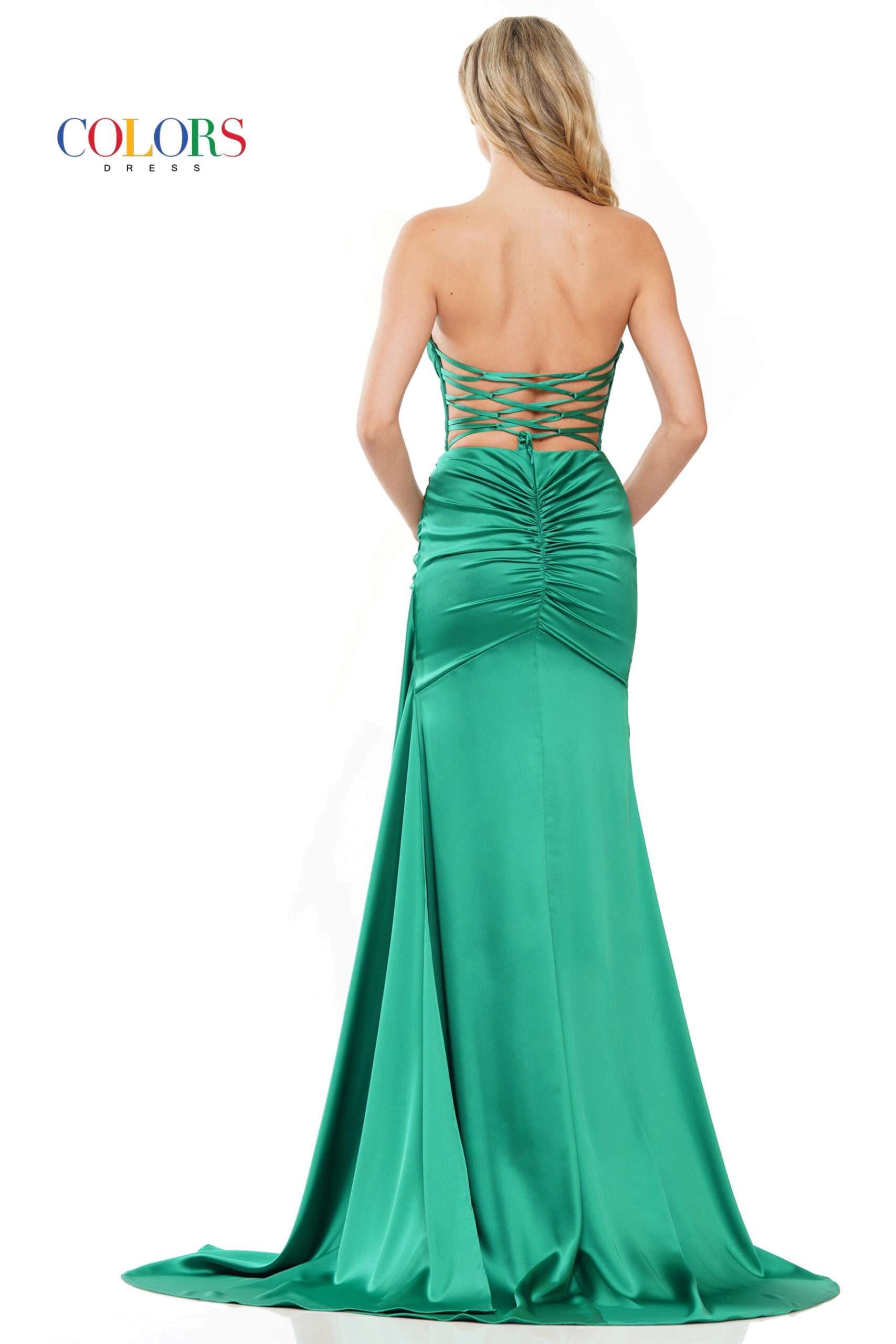 Colors Dress -2968 Strapless Satin Evening Sheath Dress