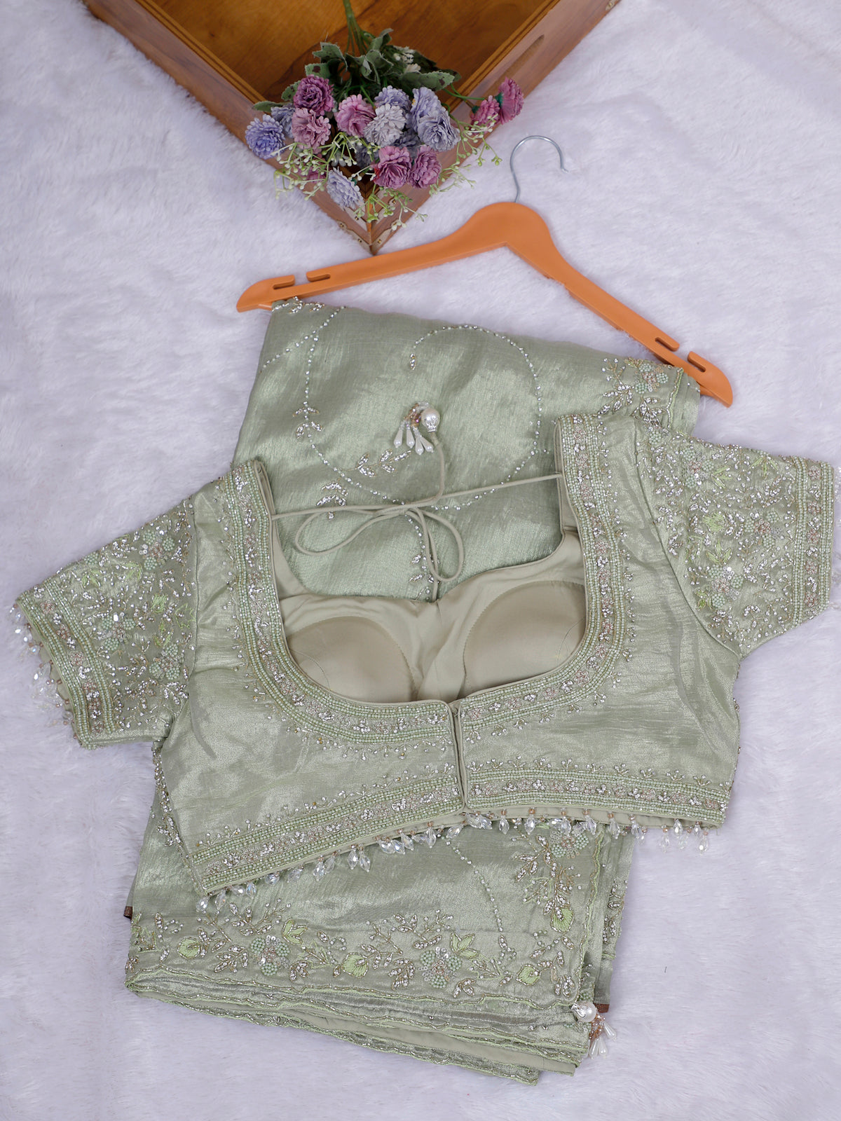 MyFashion KLS-2645 Pistachio Green Noorvaya Tissue Saree