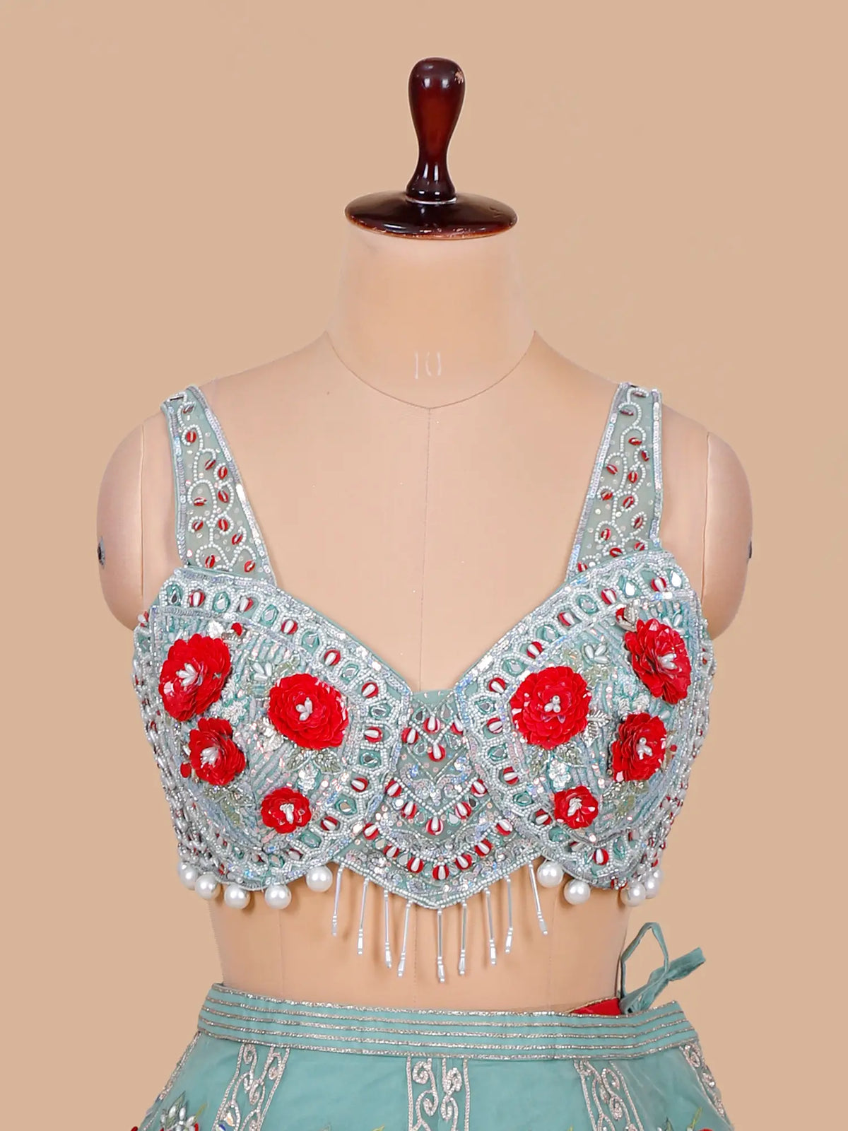 MyFashion KLS-2674 Multi Thread Aplique Net Sea Green Lehenga