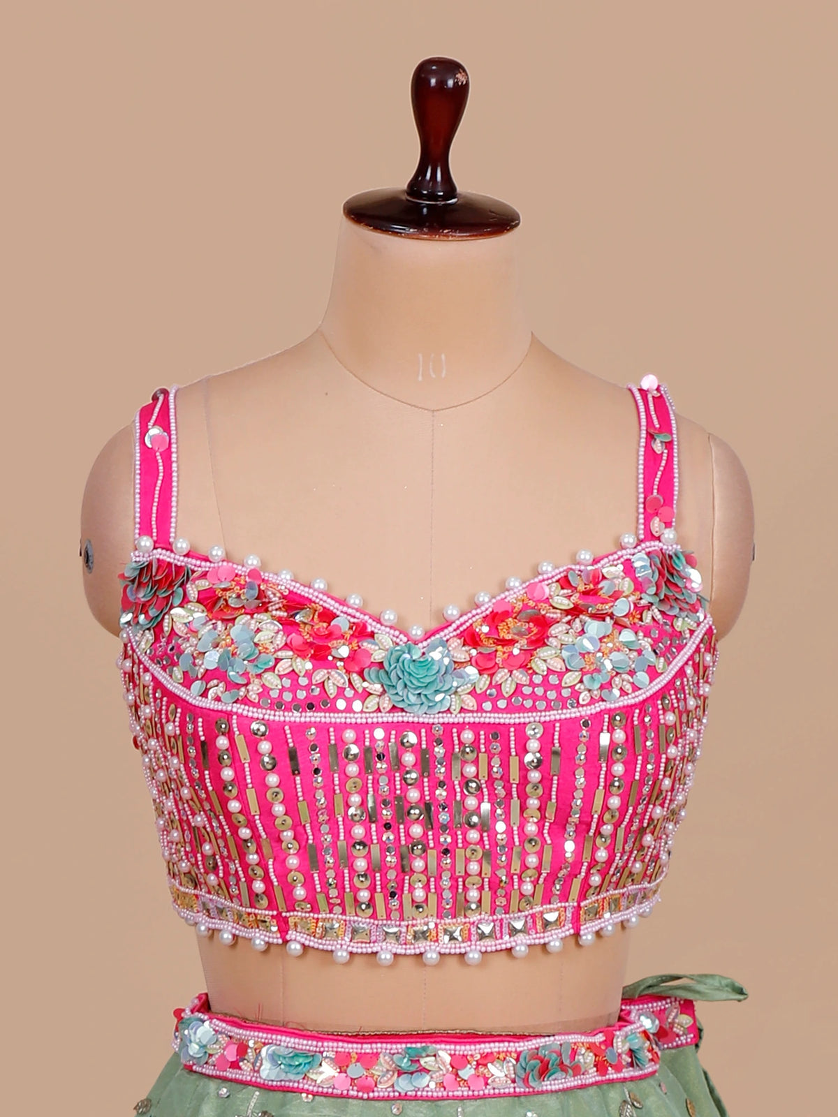 MyFashion KLS-2663 Sequin Pearl Mirror Embroidered Silk Lehenga