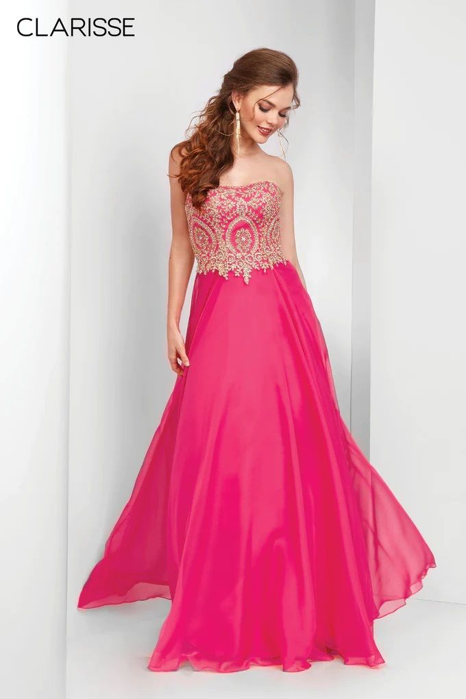 Clarisse -3000 Strapless Chiffon Long A-Line Gown