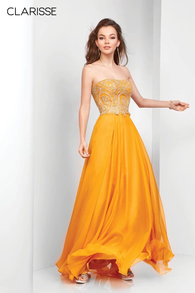 Clarisse -3000 Strapless Chiffon Long A-Line Gown