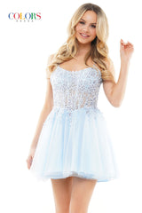 Colors Dress -3050 Short Straps Scoop A-Line Dress
