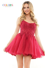 Colors Dress -3050 Short Straps Scoop A-Line Dress