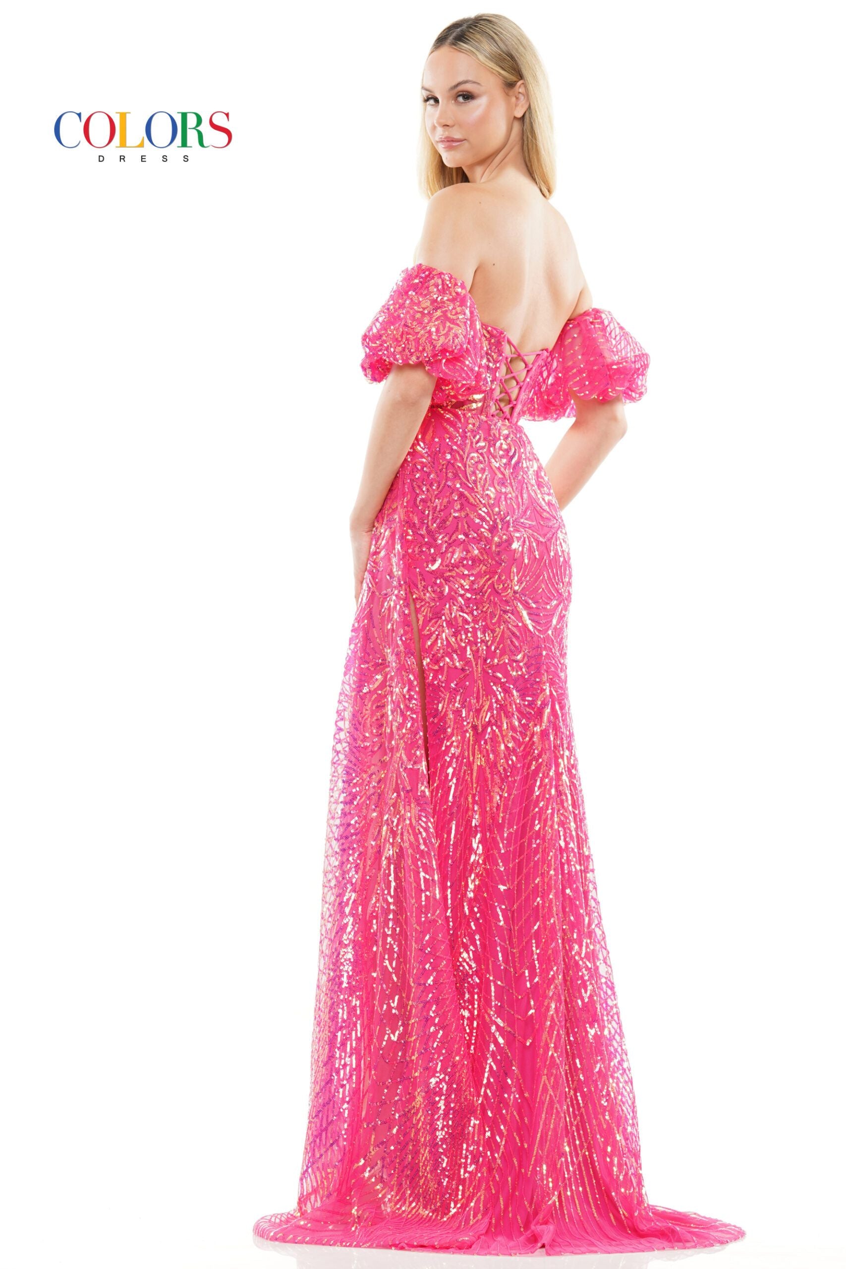 Colors Dress -3115 Strapless Semi Sweetheart Sequin Dress