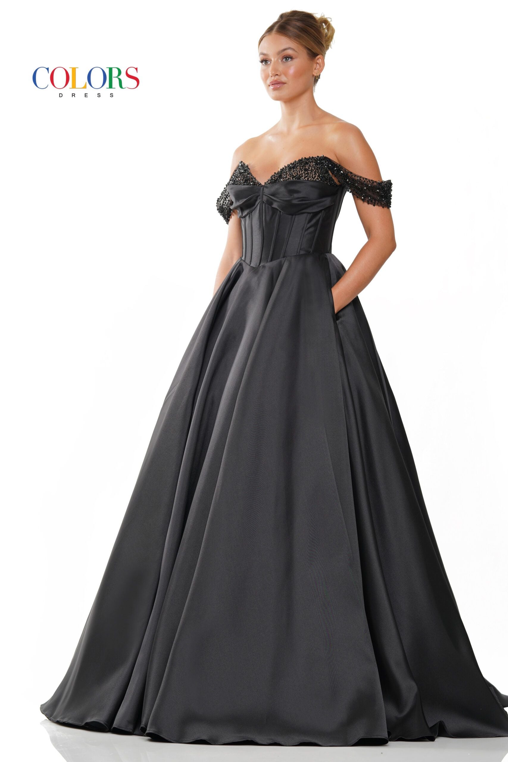 Colors Dress -3191 Off Shoulder Mikado A-Line Prom Dress