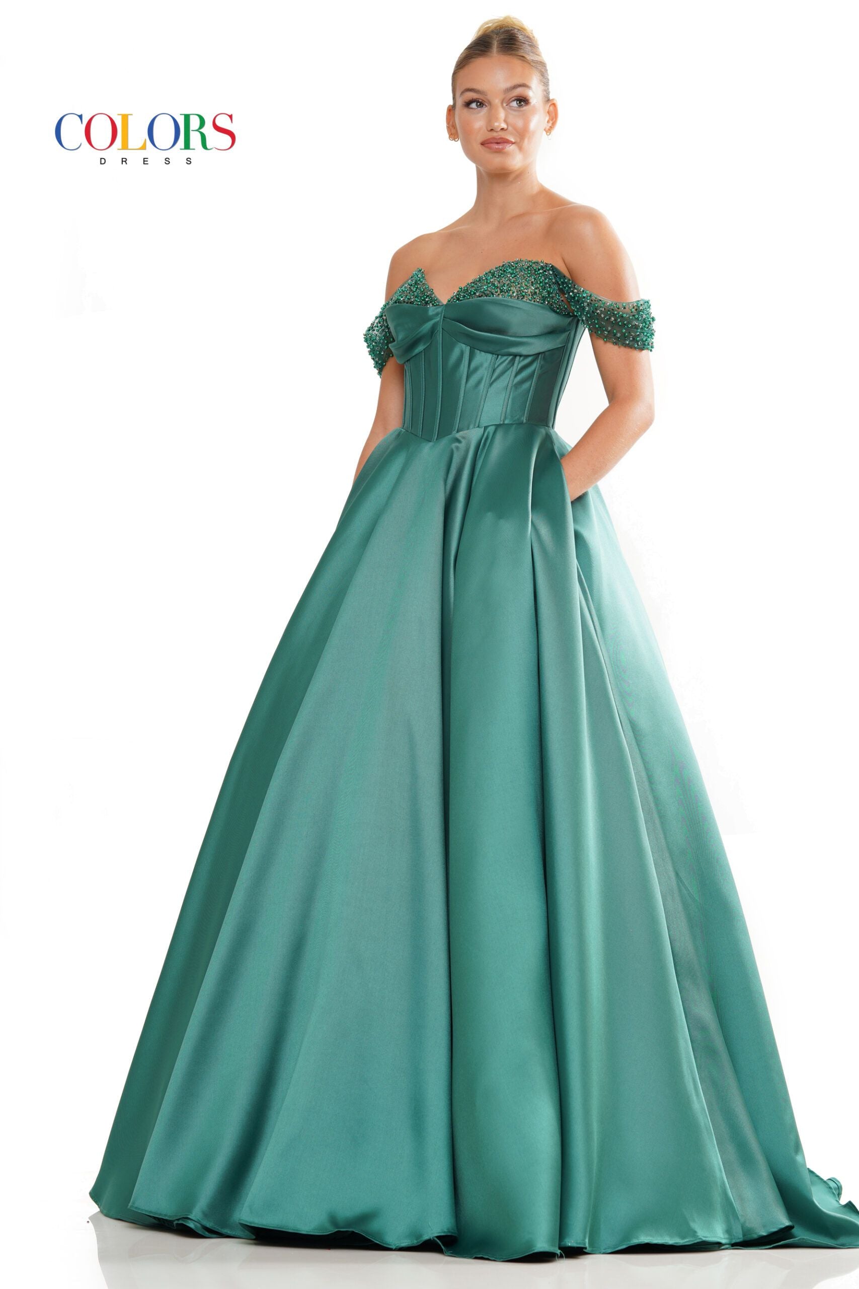 Colors Dress -3191 Off Shoulder Mikado A-Line Prom Dress