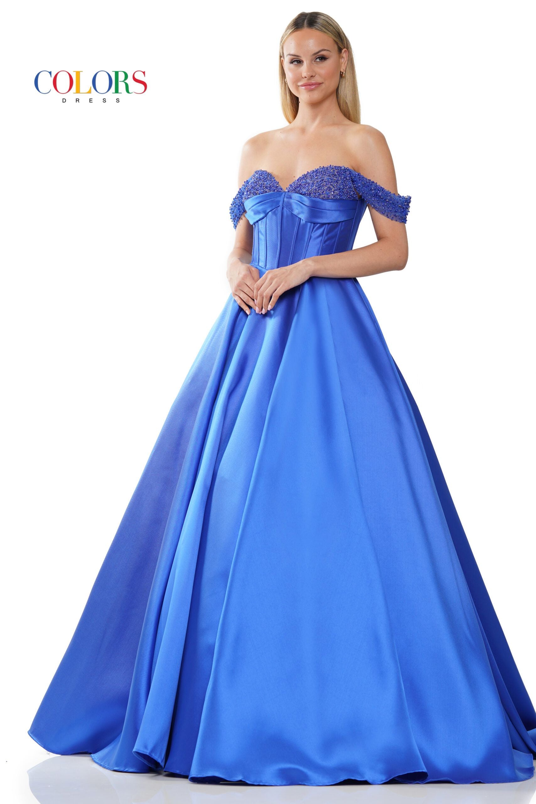 Colors Dress -3191 Off Shoulder Mikado A-Line Prom Dress