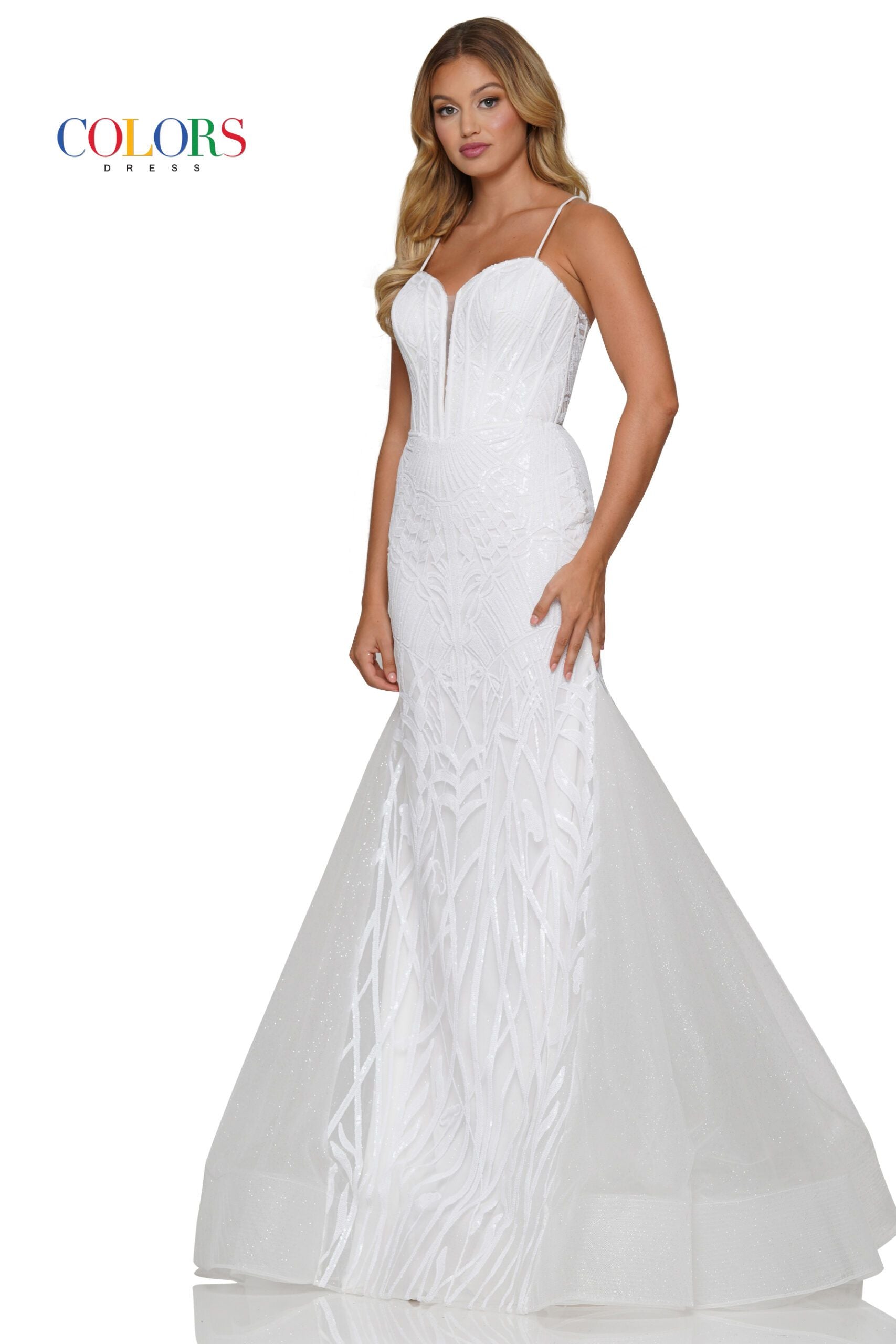 Colors Dress -3203 Beaded Sweetheart Neck Mermaid Gown