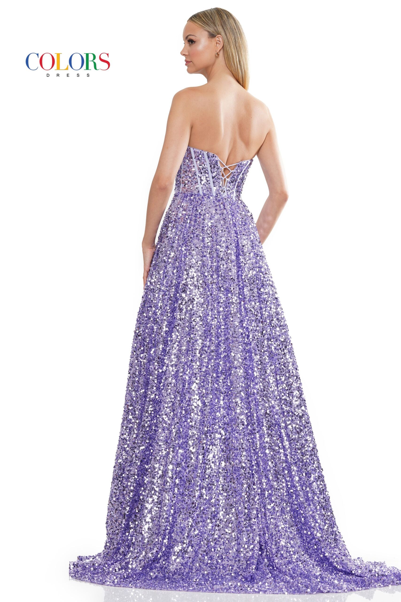 Colors Dress -3229 Strapless Straight Across Sequin Ballgown