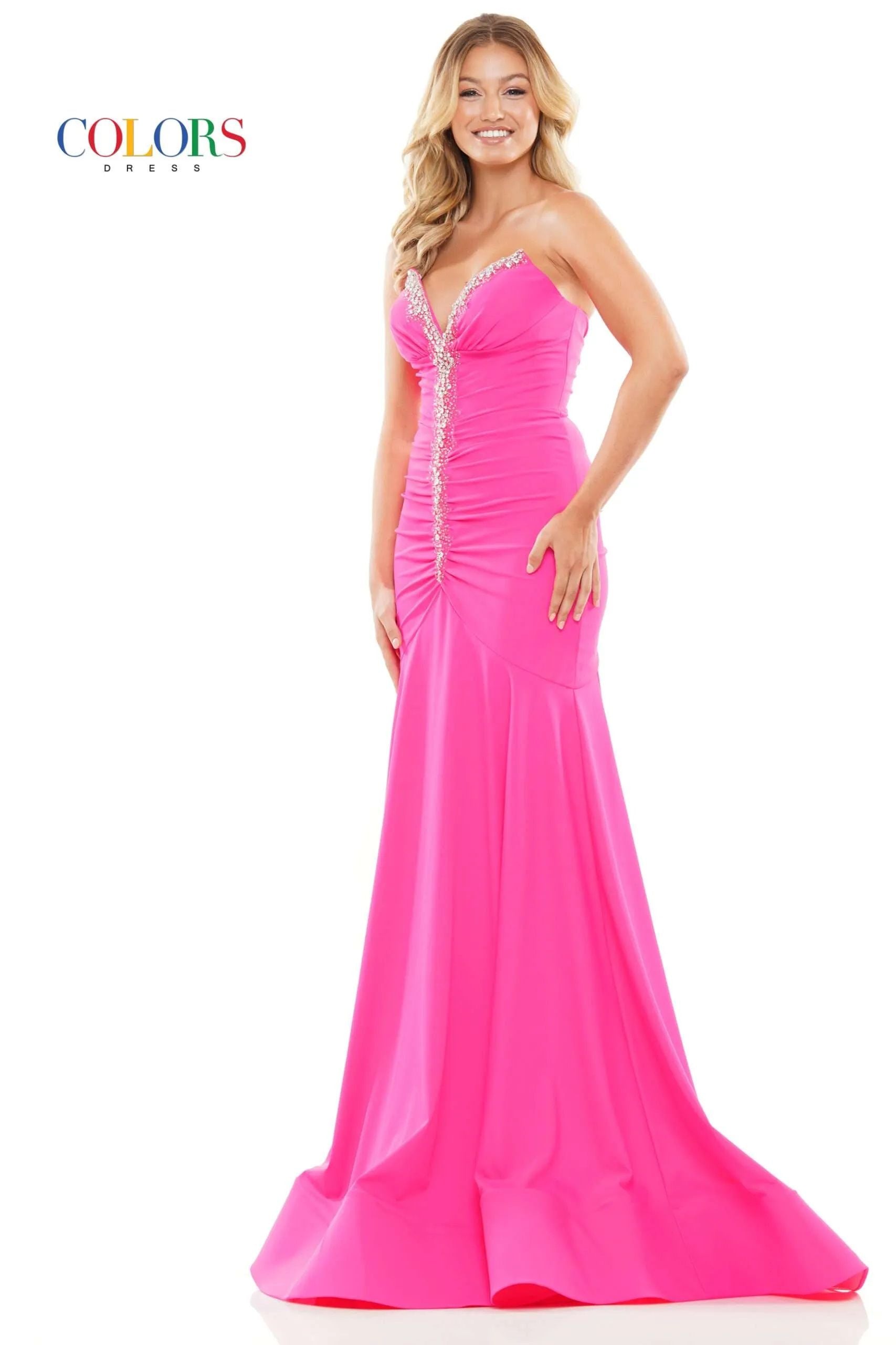 Colors Dress -3276 Strapless Jersey Fit Dress