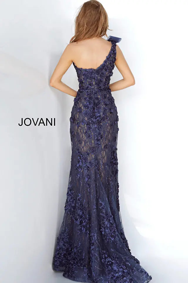 Jovani -3375 One-Shoulder Semi Sweetheart Floral Dress