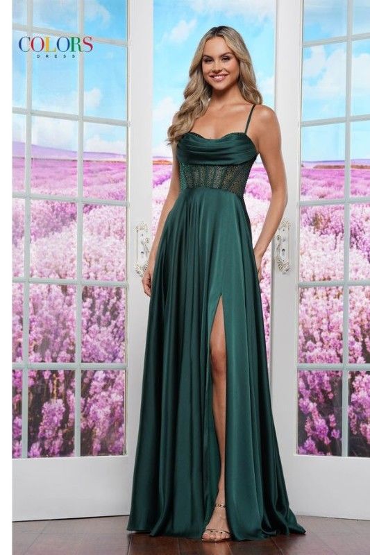 Colors Dress -3431 Sweetheart Draped Satin A-Line Dress