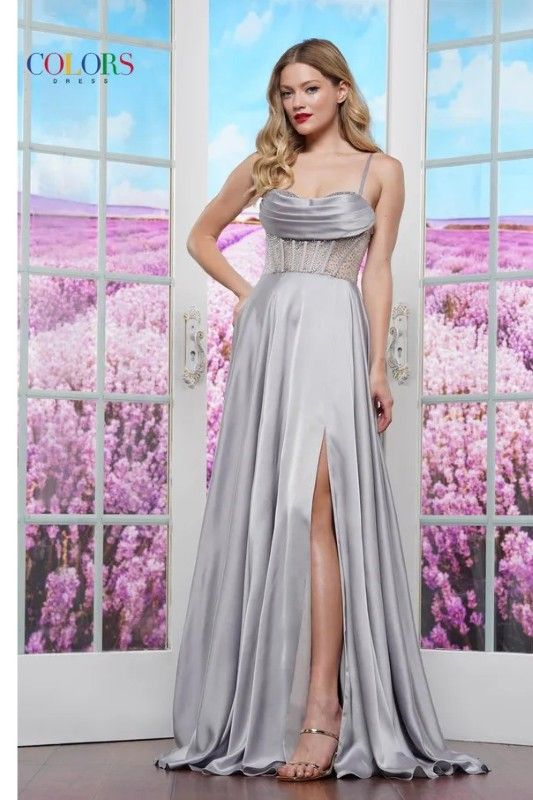 Colors Dress -3431 Sweetheart Draped Satin A-Line Dress