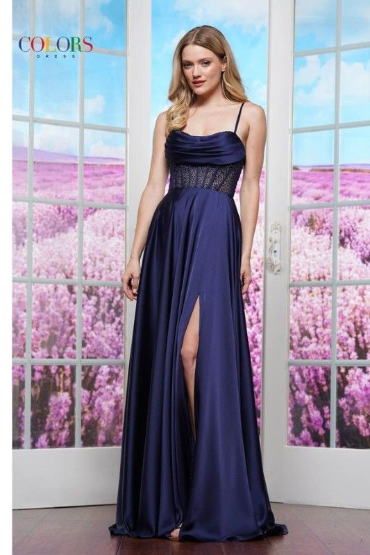 Colors Dress -3431 Sweetheart Draped Satin A-Line Dress