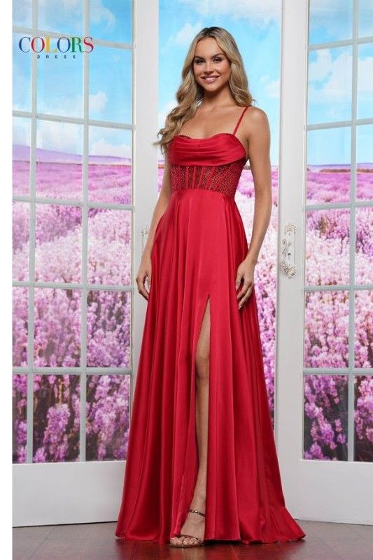 Colors Dress -3431 Sweetheart Draped Satin A-Line Dress