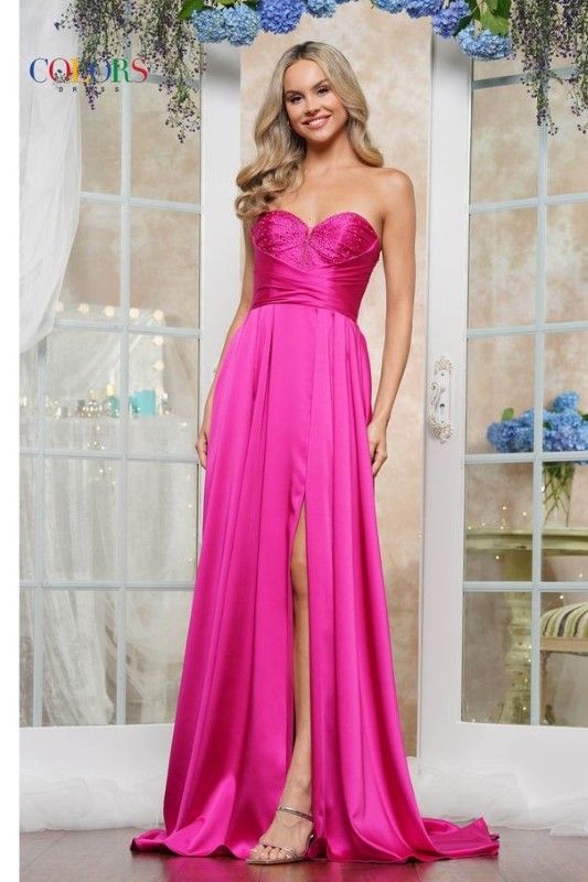 Colors Dress -3433 Strapless Satin A-Line Dress