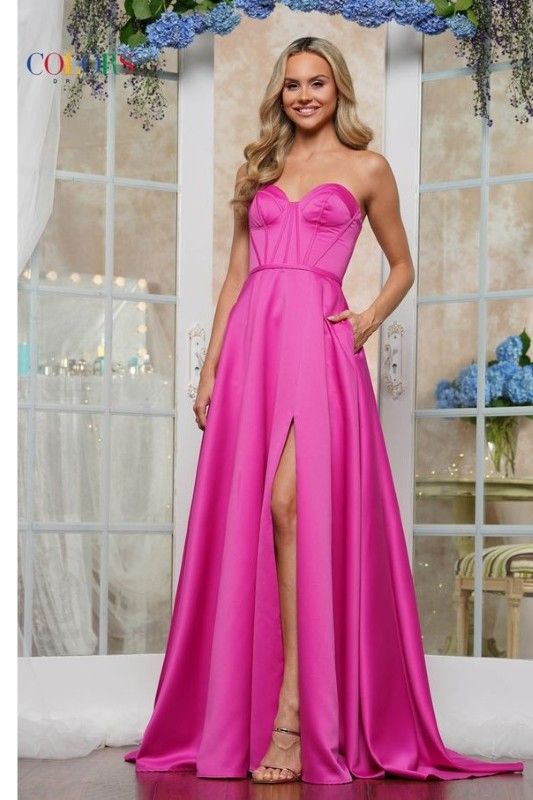 Colors Dress -3434 Sweetheart Satin Corset Bodice A-Line Dress