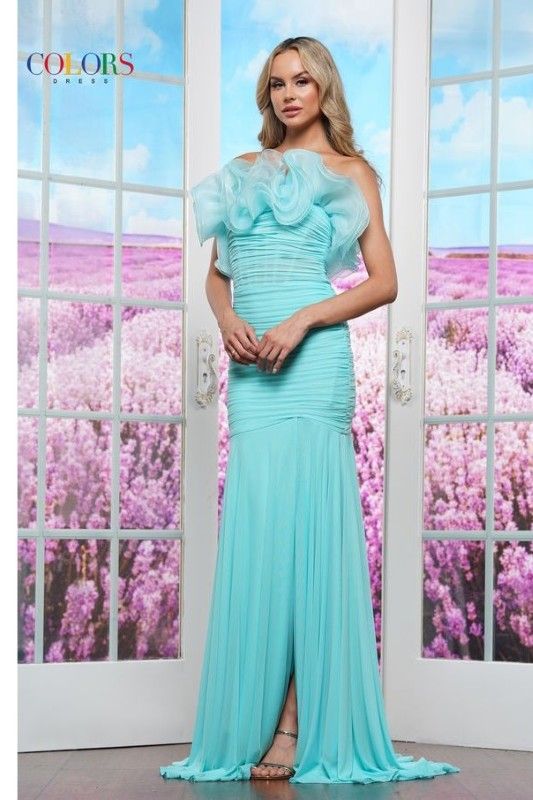 Colors Dress -3445 Strapless Ruffled Prom Sheath Dress