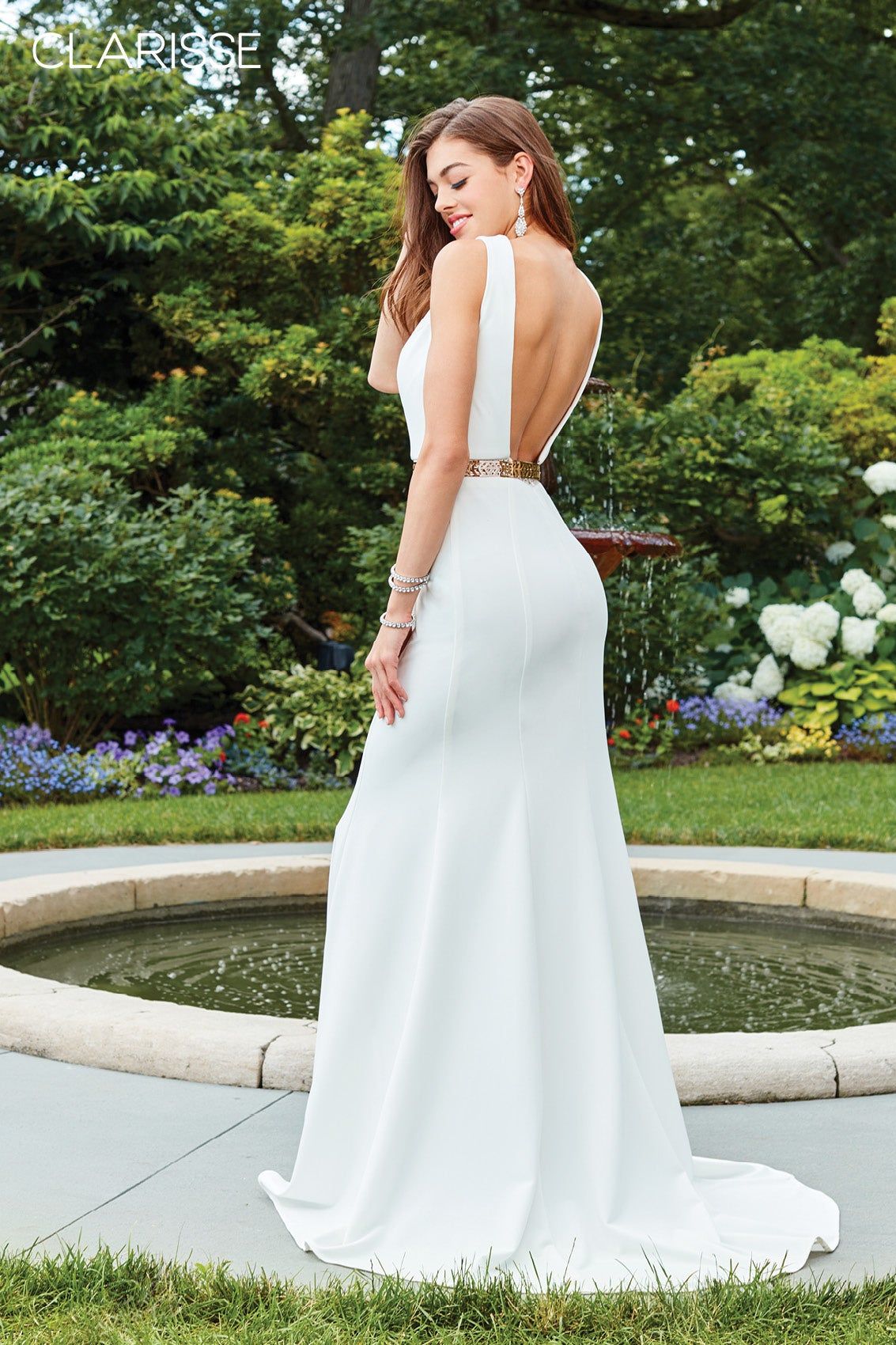 Clarisse -3482 Jersey Fit Sleeveless Sheath Gown