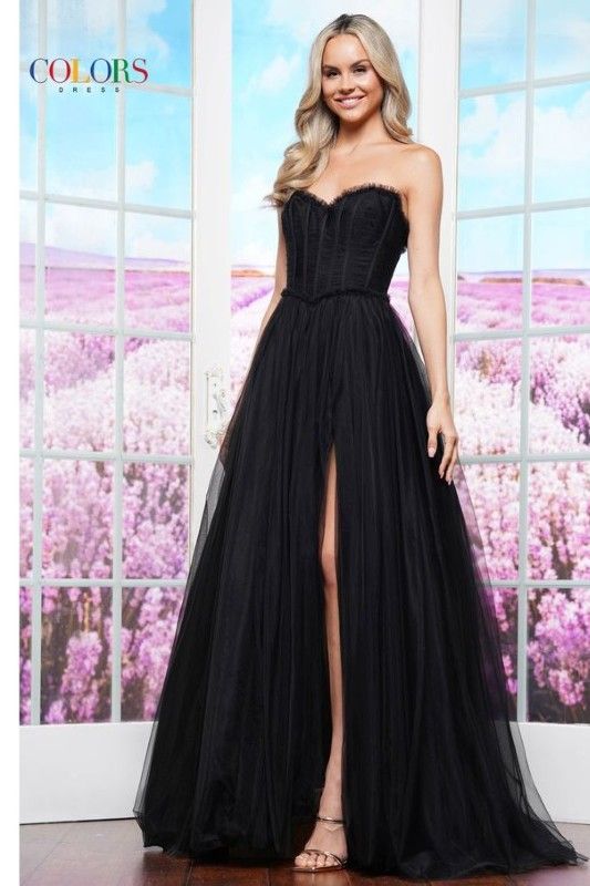 Colors Dress -3486 Ruched Bodice Tulle Ball Gown