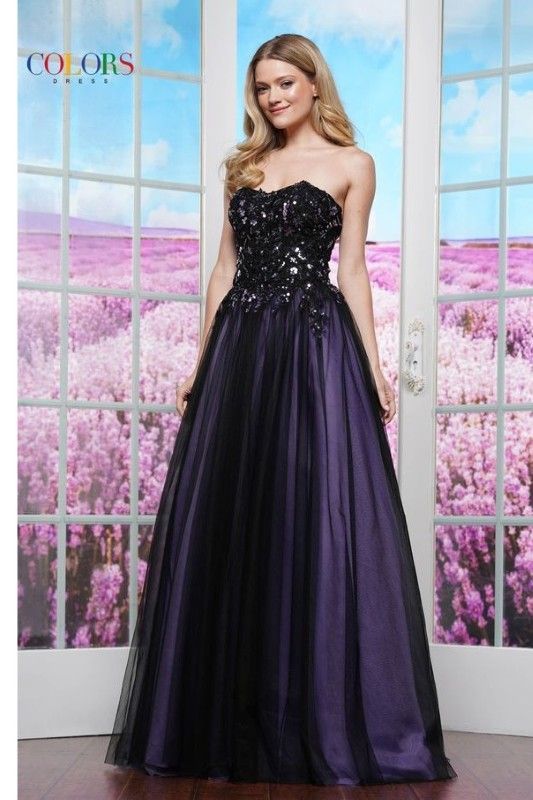 Colors Dress -3495 Beaded Bodice Strapless Ball Gown