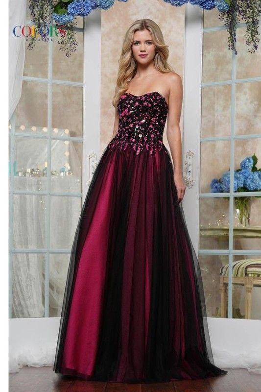 Colors Dress -3495 Beaded Bodice Strapless Ball Gown