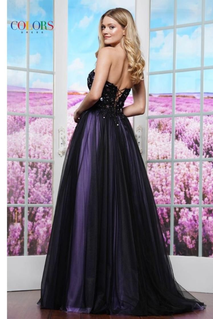 Colors Dress -3495 Beaded Bodice Strapless Ball Gown