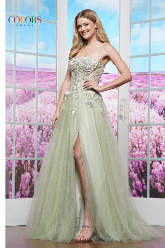 Colors Dress -3496 Sweetheart Embroidered Tulle A-Line Dress