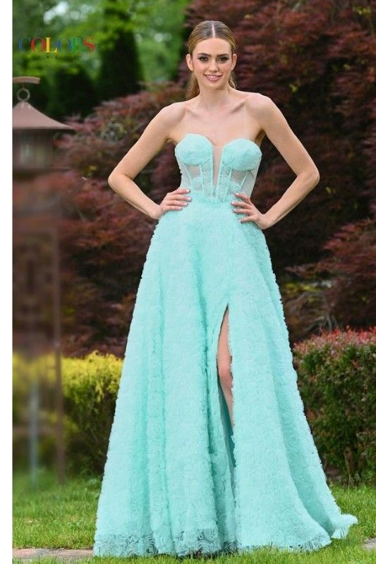 Colors Dress -3507 Strapless Embellished Tulle Ball Gown