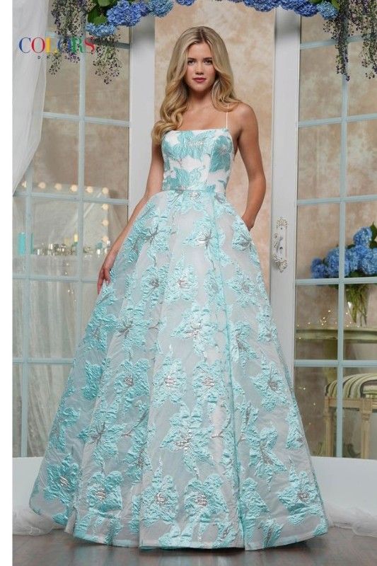 Colors Dress -3527 Strapless Floral Organza Ball Gown