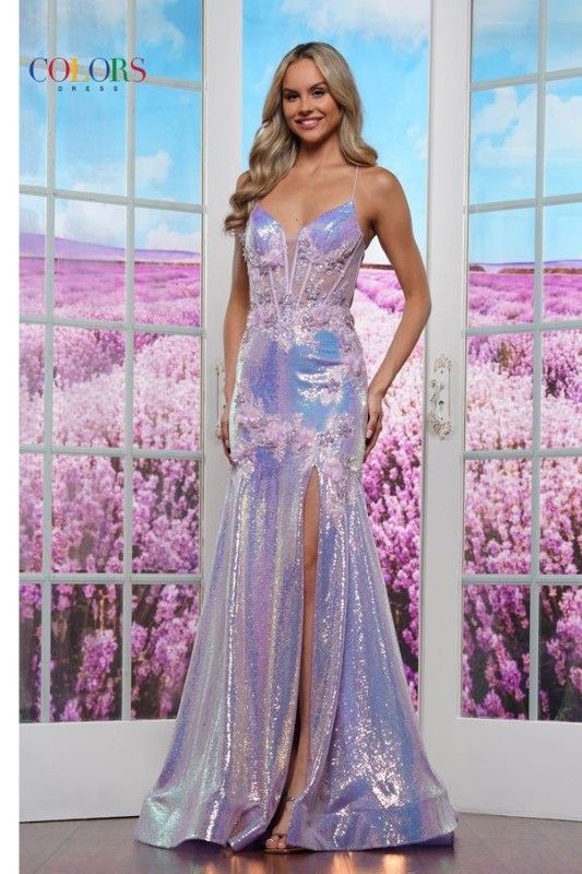 Colors Dress -3540 Sequin Corset Embellished Mermaid Dress