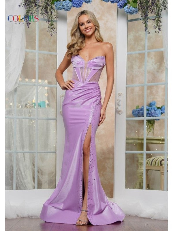 Colors Dress -3562 Strapless Glitter Embellished Sheath Dress