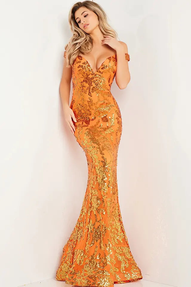 Jovani -36370 Off-Shoulder Sequin Prom Dress