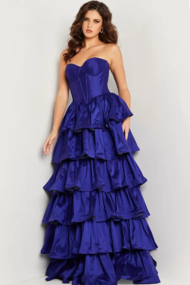 Jovani -36619 Taffeta Strapless Ruffled Prom Dress