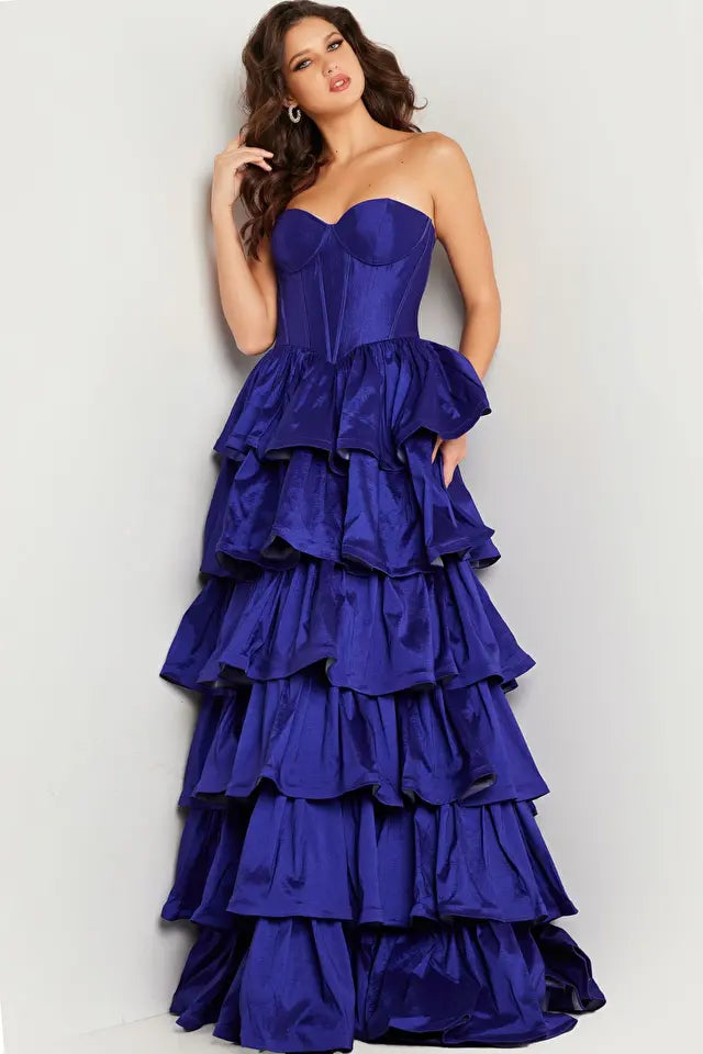 Jovani -36619 Taffeta Strapless Ruffled Prom Dress