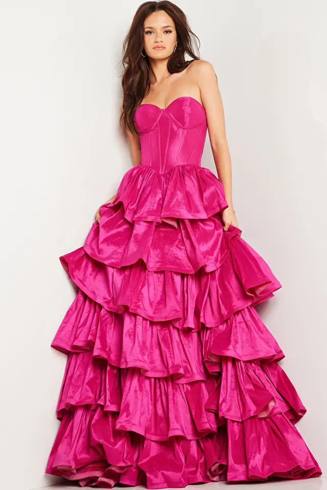 Jovani -36619 Taffeta Strapless Ruffled Prom Dress