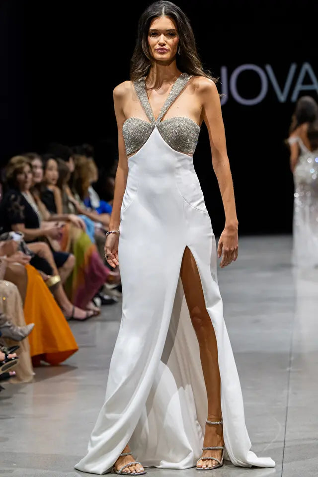 Jovani -36857 Jersey Crystal Halter Prom Dress