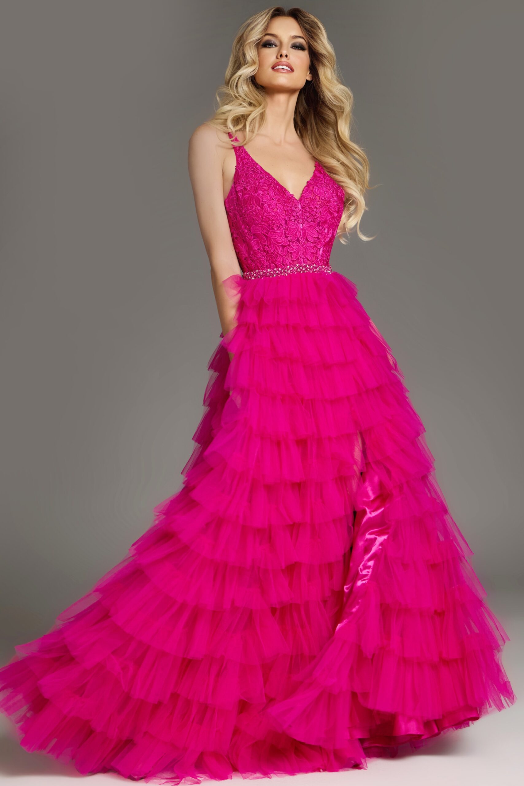 Jovani -37001 Embellished Bodice Layered Ball Gown