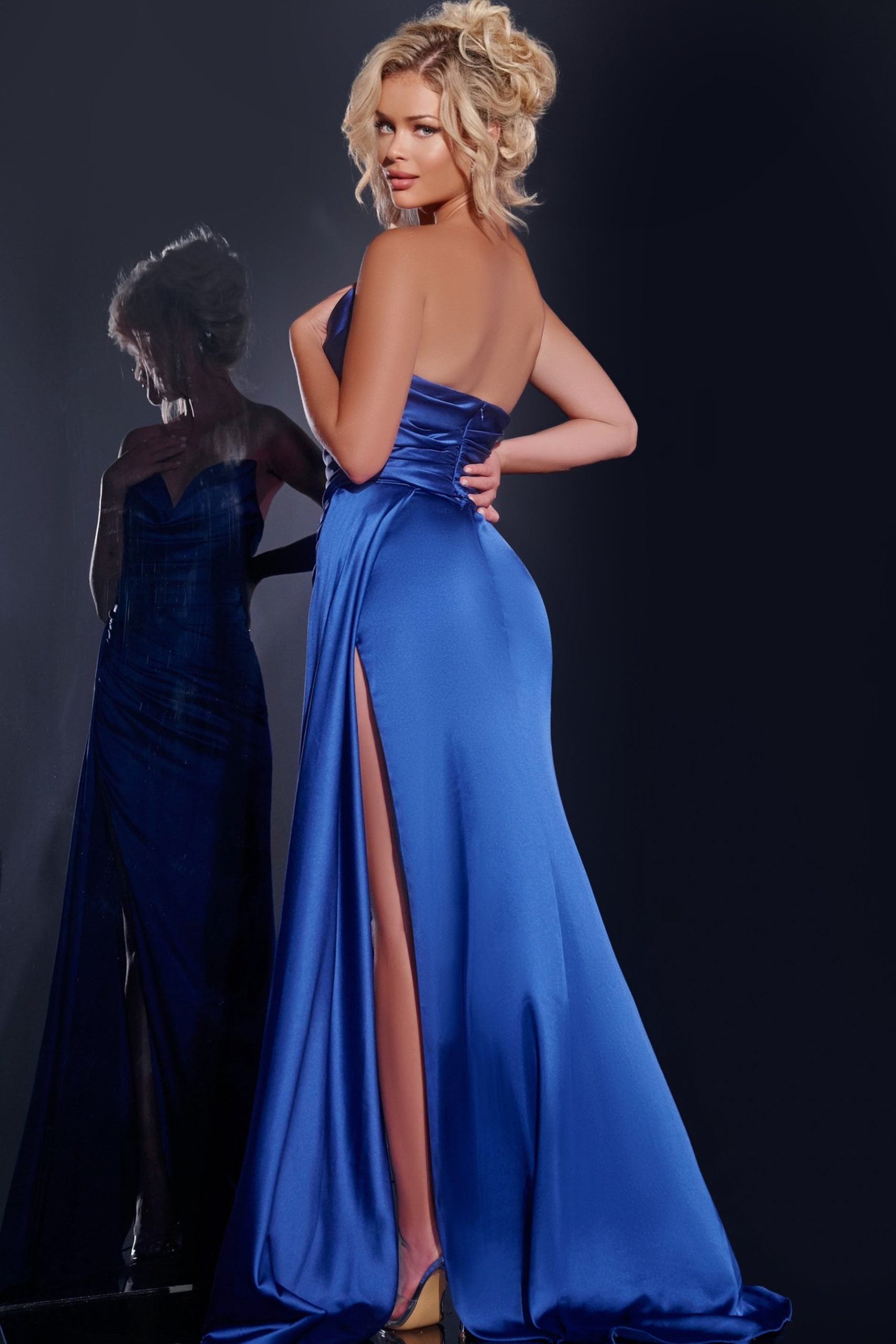 Jovani -37150 Strapless Pleated Prom Sheath Dress